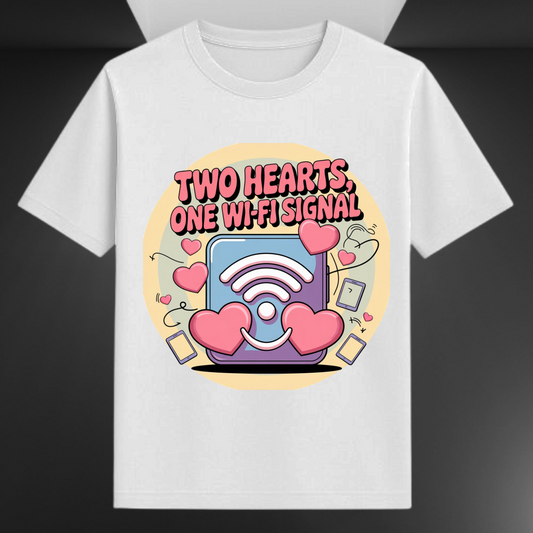 Two Hearts One Wi-Fi Signal Couple Unisex T-shirt