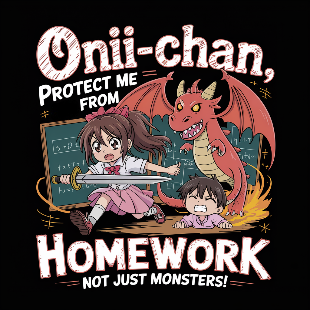 Onii-Chan Protect Me From Homework Not Just Monsters Unisex Supima T-shirt