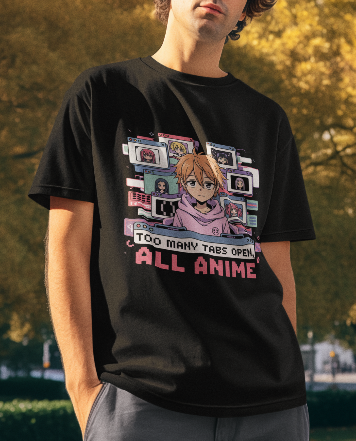Too Many Tabs Open All Anime Unisex Supima T-shirt
