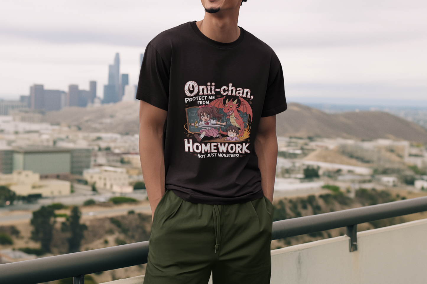 Onii-Chan Protect Me From Homework Not Just Monsters Unisex Supima T-shirt