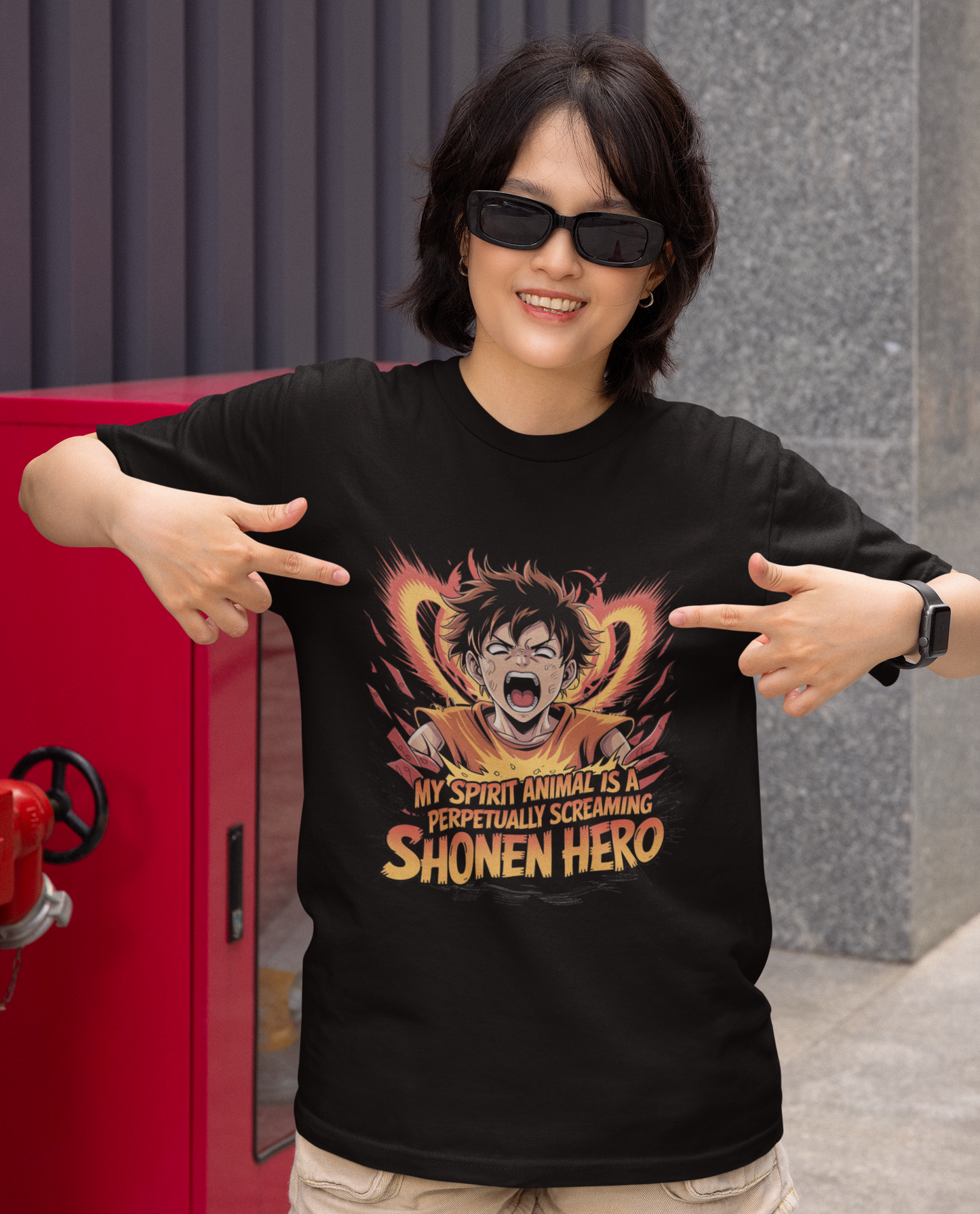 My Spirit Animal Is A perpetually Screaming Shonen hero Unisex Supima T-shirt