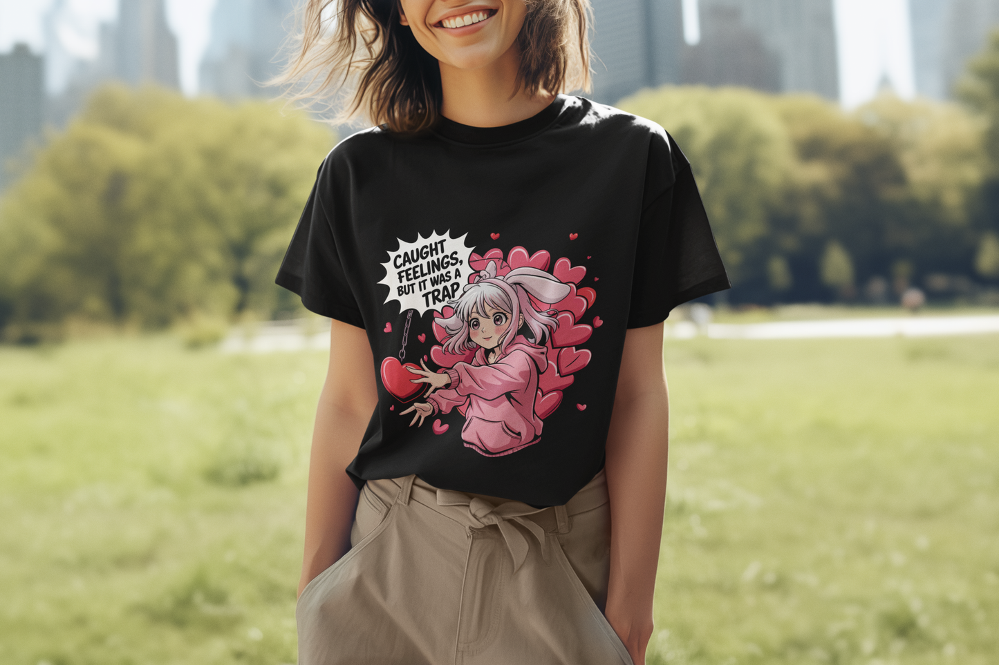 Caught Feelings But It Was A Trap (Female) Unisex Supima T-shirt