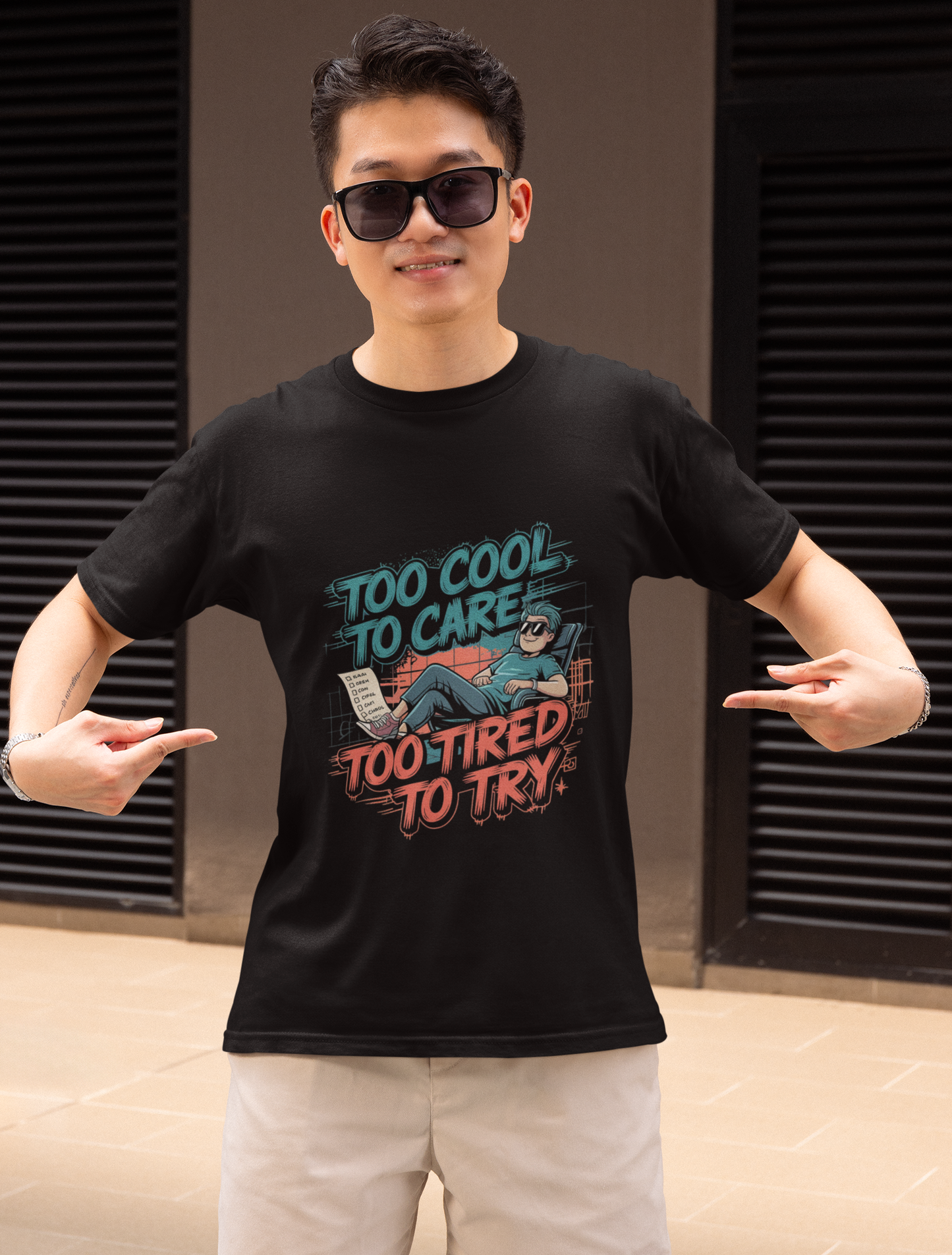 Too Cool To Care Too Tired To Try Unisex Supima T-shirt