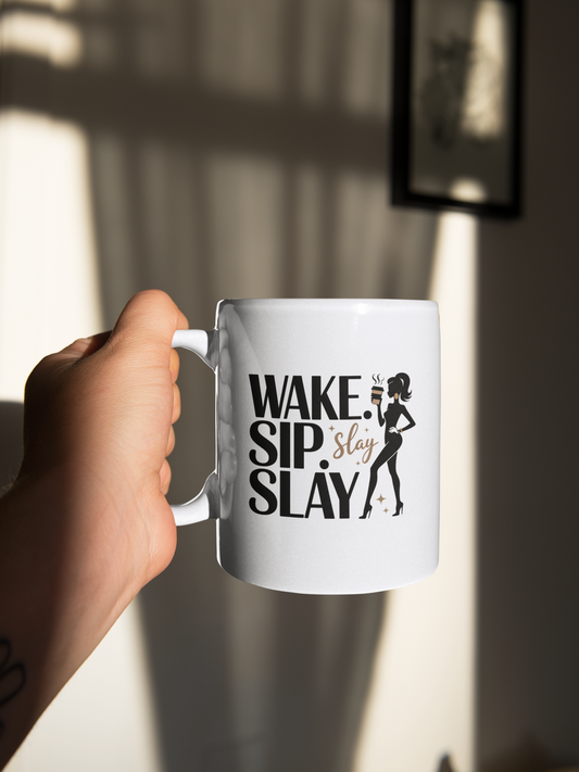 Wake Sip Slay Eco-Friendly Ceramic Mug - Whatwear