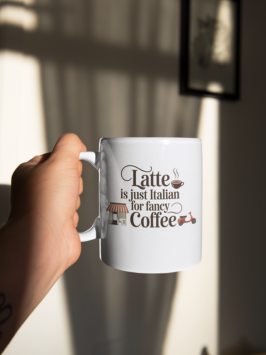 Latte Is Just Italian For Fancy Coffee Eco-Friendly Ceramic Mug - Whatwear