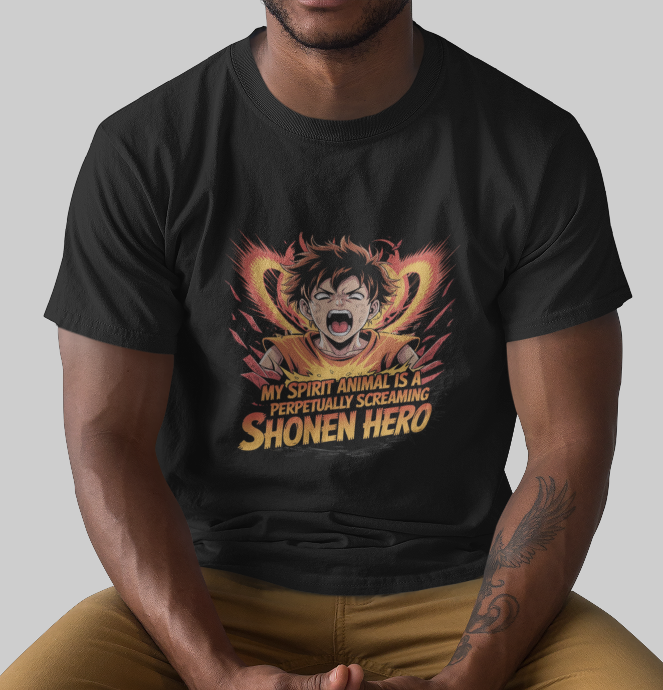My Spirit Animal Is A perpetually Screaming Shonen hero Unisex Supima T-shirt