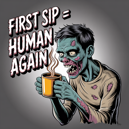 First Sip = Human Again Eco-Friendly Ceramic Mug