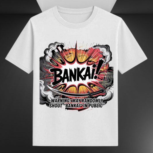 Warning May Randomly Shout Bankai In Public Unisex Supima T-shirt