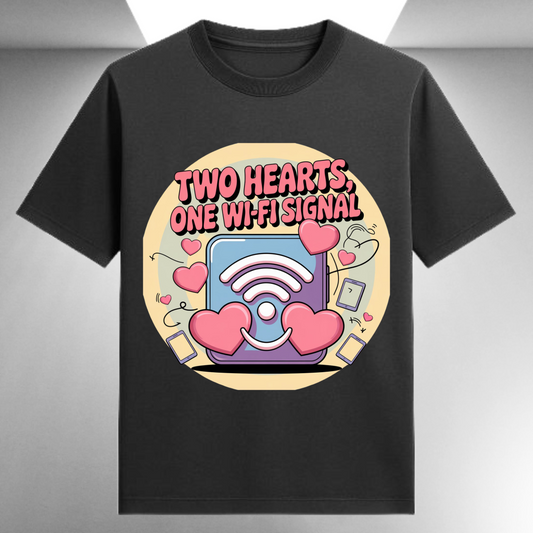 Two Hearts One Wi-Fi Signal Unisex Supima T-shirt