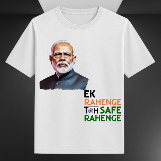 Ek Rahenge Toh Safe Rahenge PM Modi Unisex Supima T-shirt