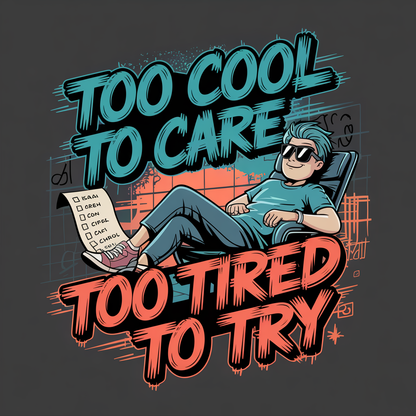 Too Cool To Care Too Tired To Try Unisex Supima T-shirt
