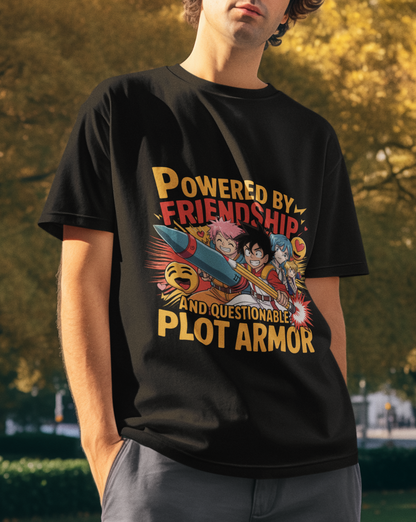 Powered By Friendship And Questionable Plot Armor Unisex Supima T-shirt