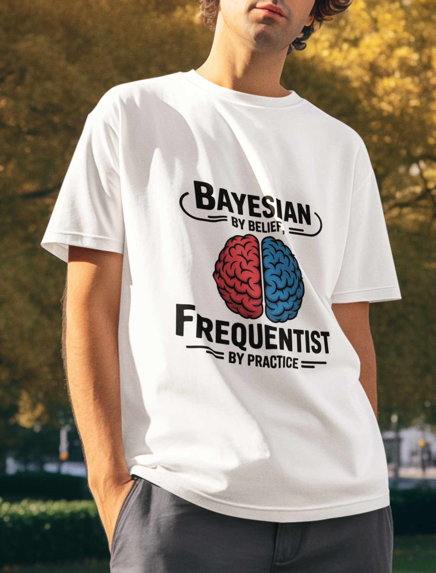 Bayesian By Belief Frequentist By Practice Unisex Supima T-shirt