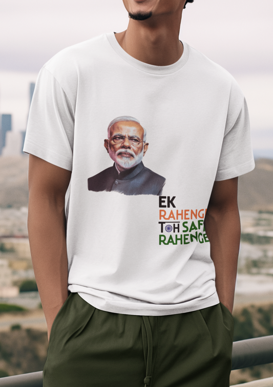 Ek Rahenge Toh Safe Rahenge PM Modi Unisex Supima T-shirt