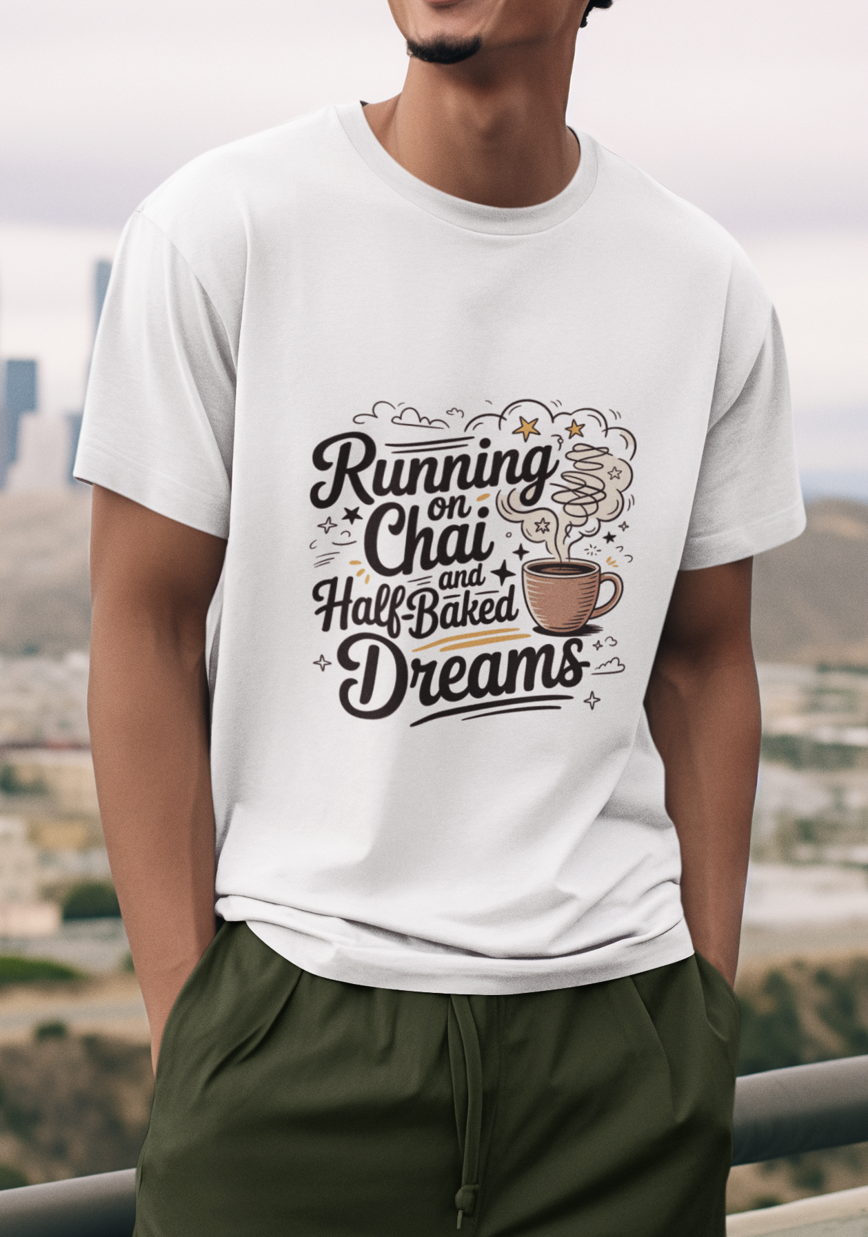 Running On Chai And Half-Baked Dreams Unisex Supima T-shirt