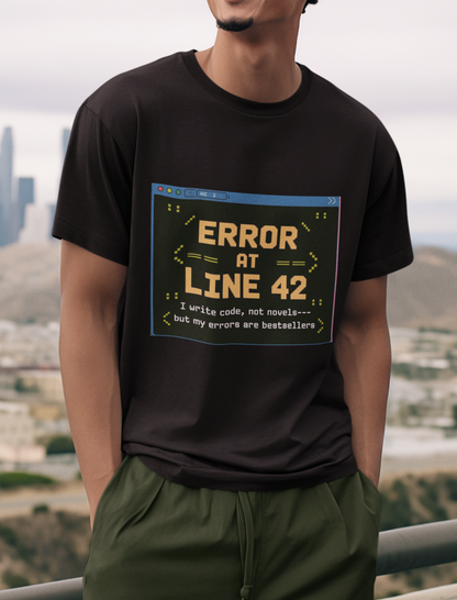 Error At Line 42 I Write Code Not Novels Unisex Supima T-shirt