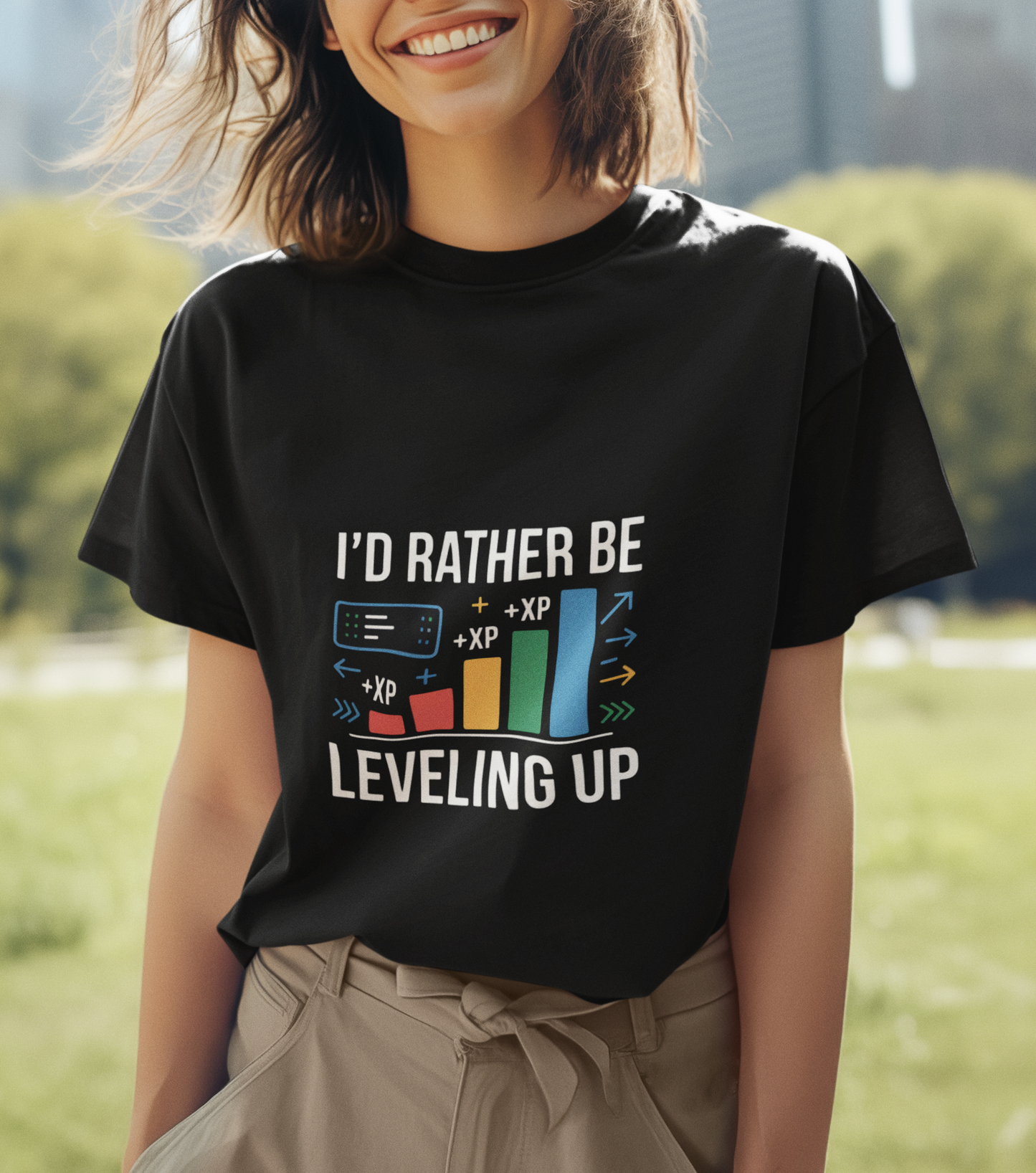 I'd Rather be Leveling Up Unisex Supima T-shirt