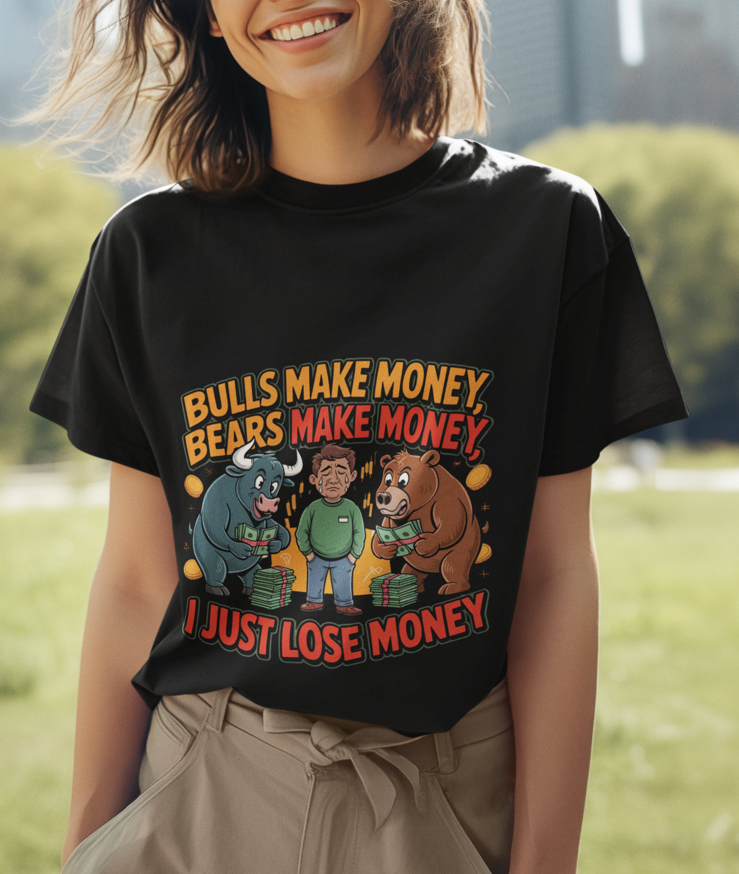Bulls Make Money Bears Make Money I Just Lose Money Unisex Supima T-shirt