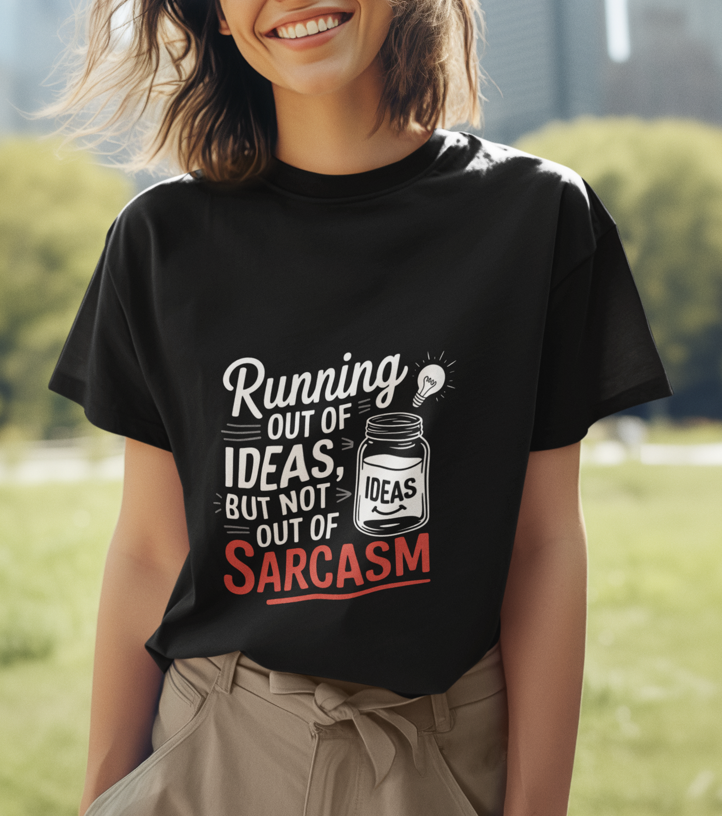 Running Out Of Ideas But Not Out Of Sarcasm Unisex Supima T-shirt