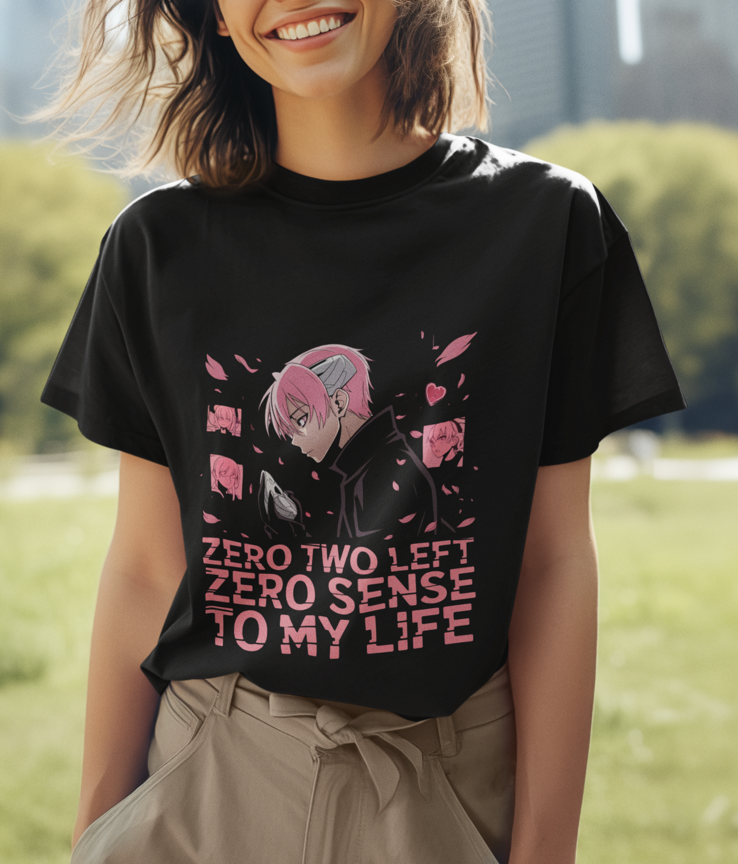 Zero Two Left Zero Sense To My Life (Male) Unisex Supima T-shirt