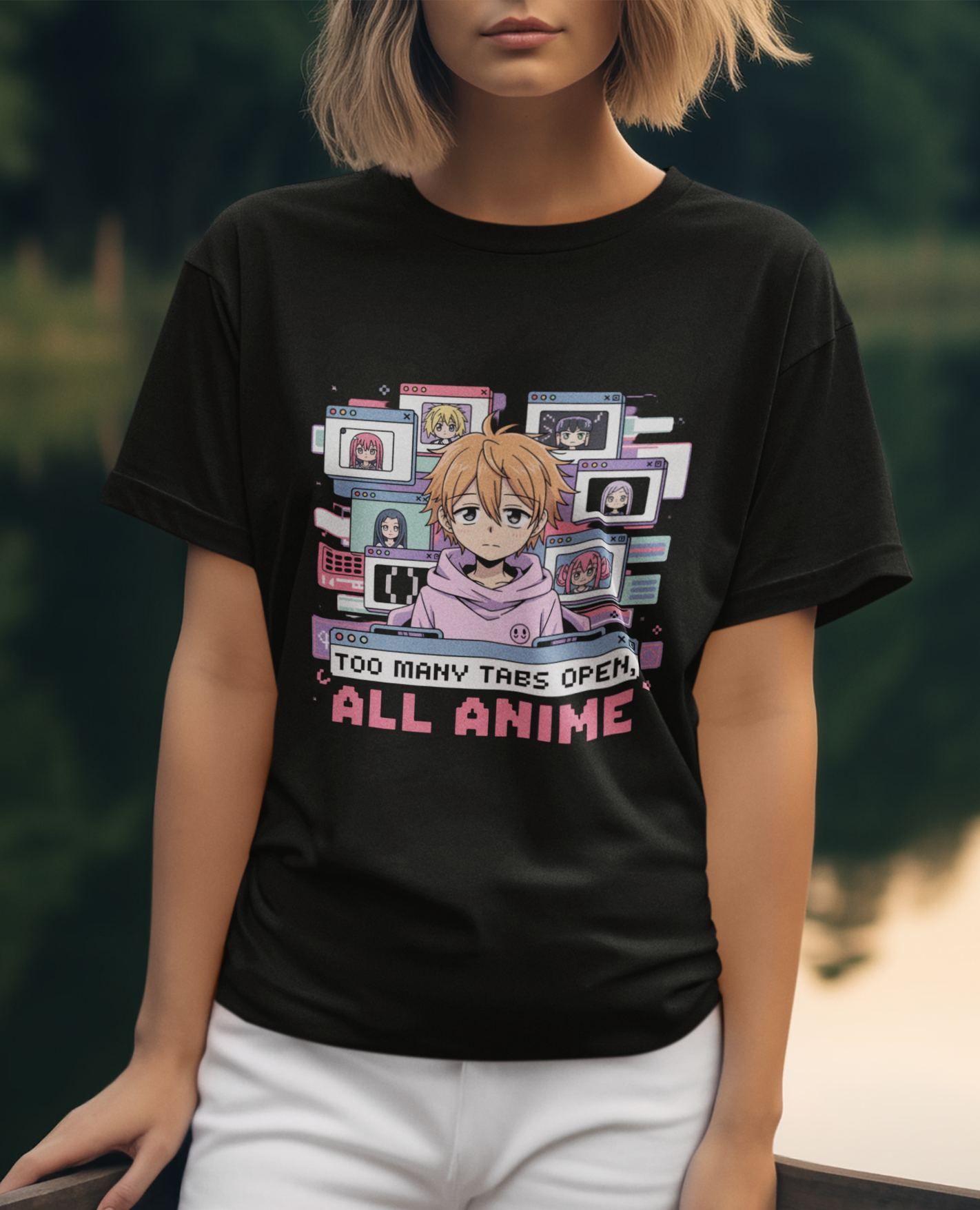 Too Many Tabs Open All Anime Unisex Supima T-shirt