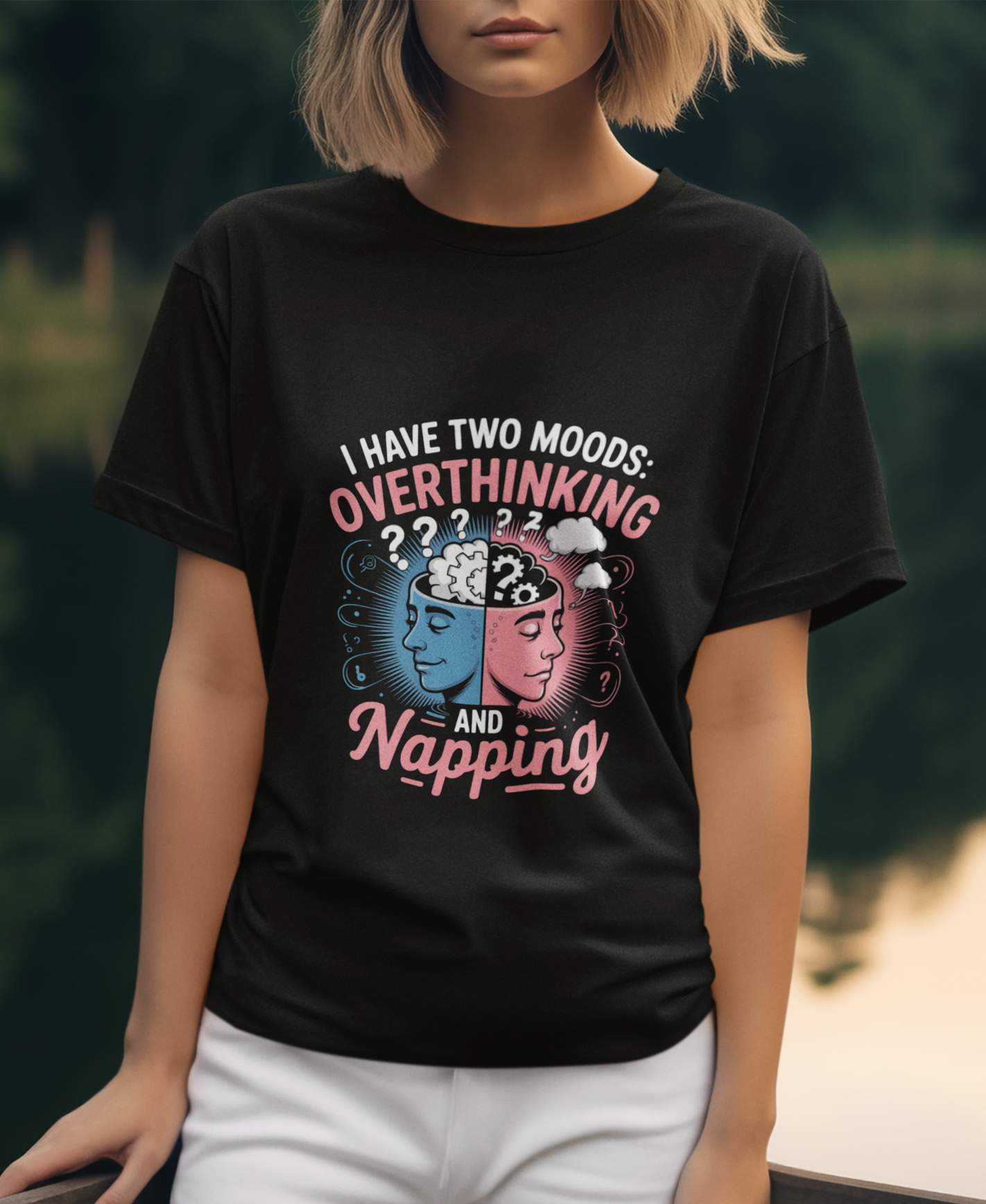 I Have Two Moods Overthinking And Napping Unisex Supima T-shirt