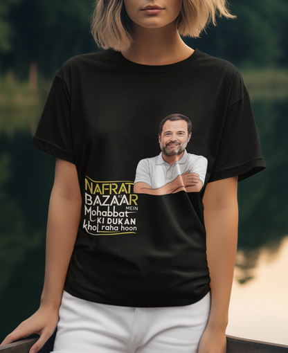 Nafrat Ke Bazaar Mein Mohabbat Ki Dukan Khol Raha Hoon Rahul Gandhi Unisex Supima T-shirt