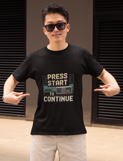 Press Start To Continue Unisex Supima T-shirt
