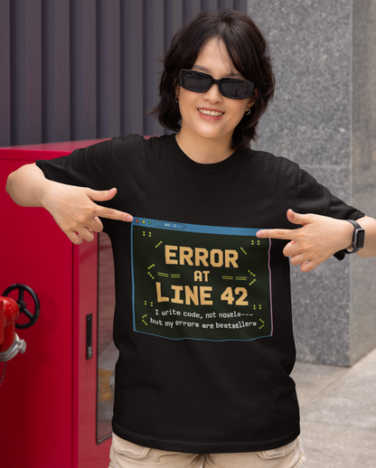 Error At Line 42 I Write Code Not Novels Unisex Supima T-shirt