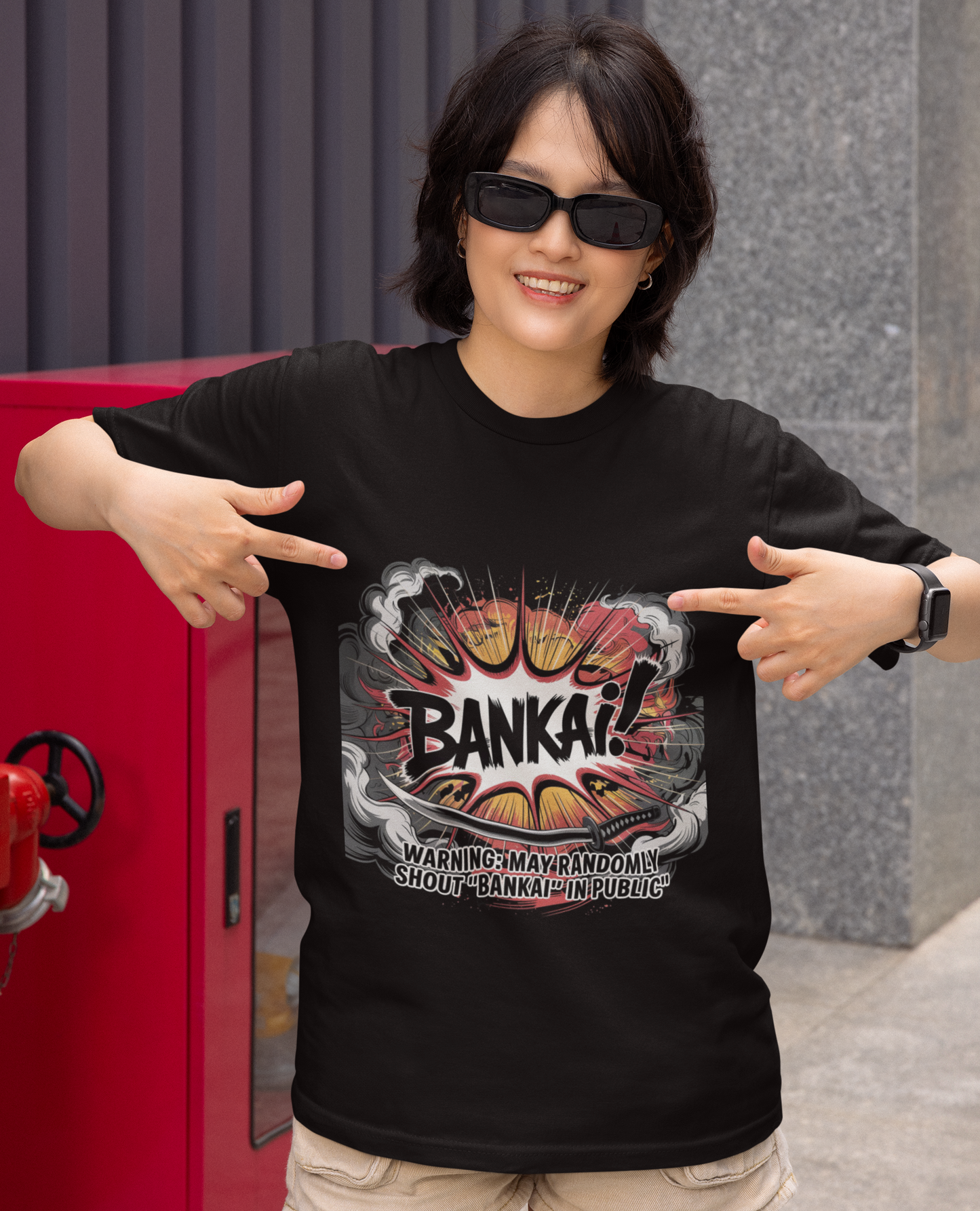 Warning May Randomly Shout Bankai In Public Unisex Supima T-shirt