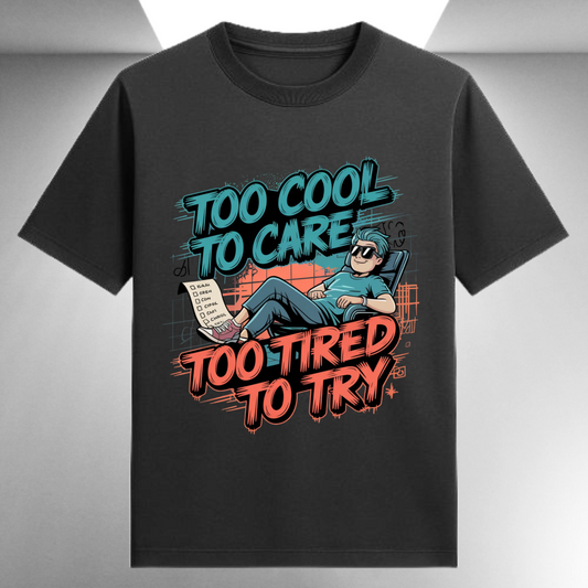 Too Cool To Care Too Tired To Try Unisex Supima T-shirt