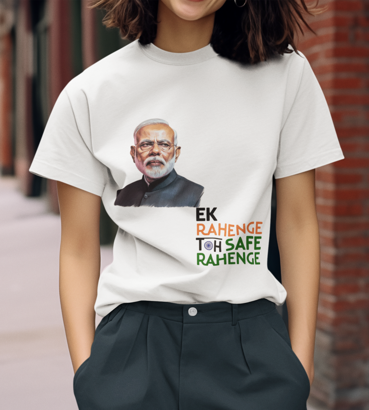 Ek Rahenge Toh Safe Rahenge PM Modi Unisex Supima T-shirt