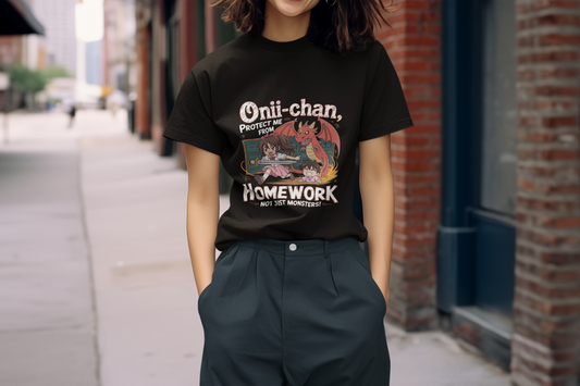 Onii-Chan Protect Me From Homework Not Just Monsters Unisex Supima T-shirt