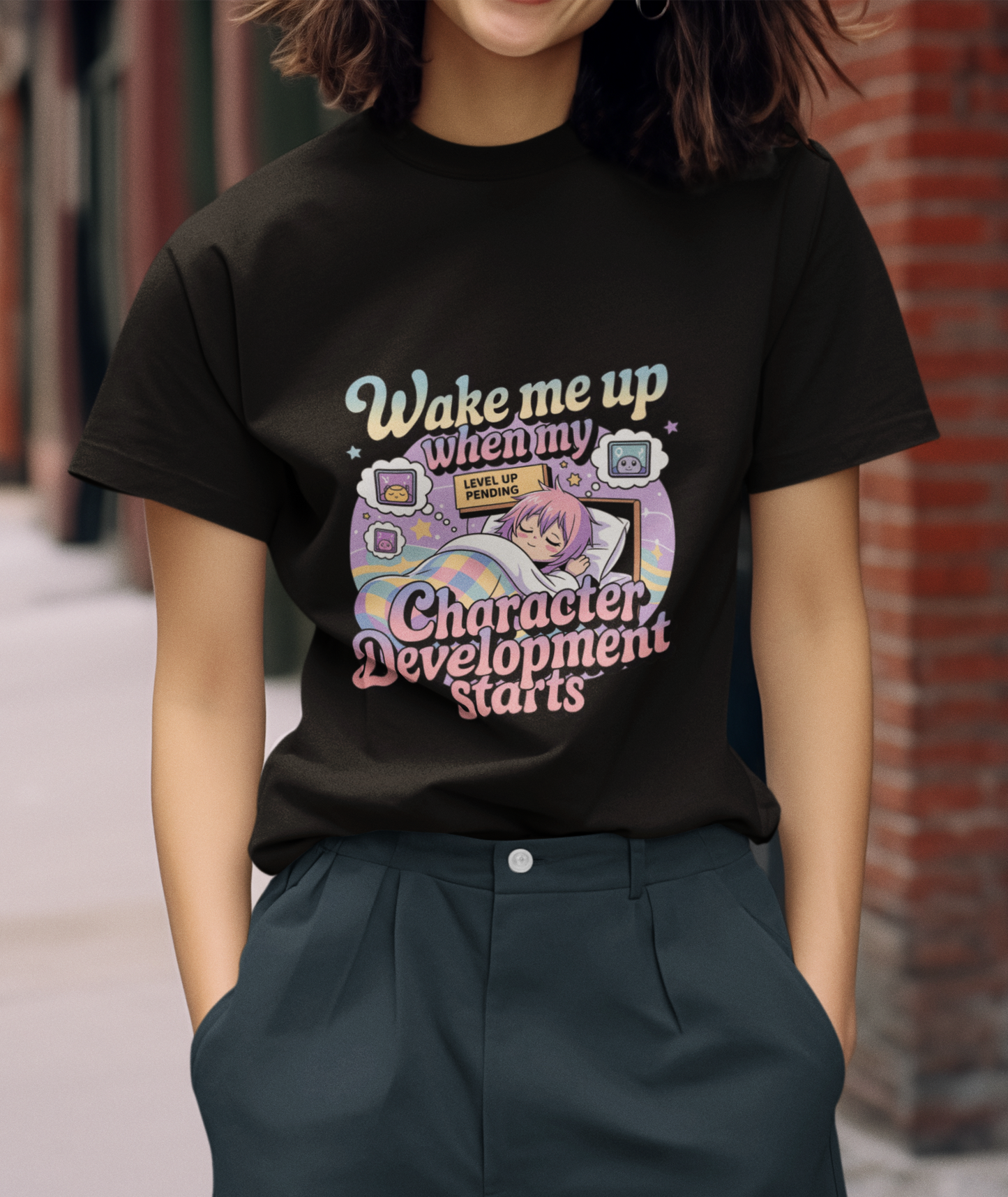 Wake Me Up When My Character Development Starts Unisex Supima T-shirt