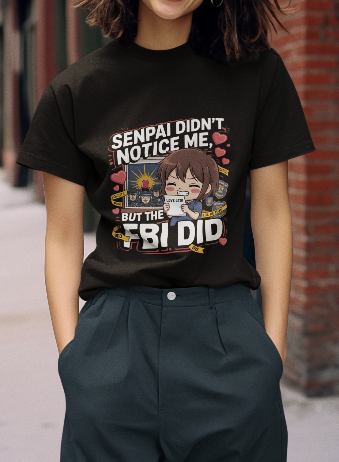 Senpai Didn't Notice Me But The FBI Did Unisex Supima T-shirt
