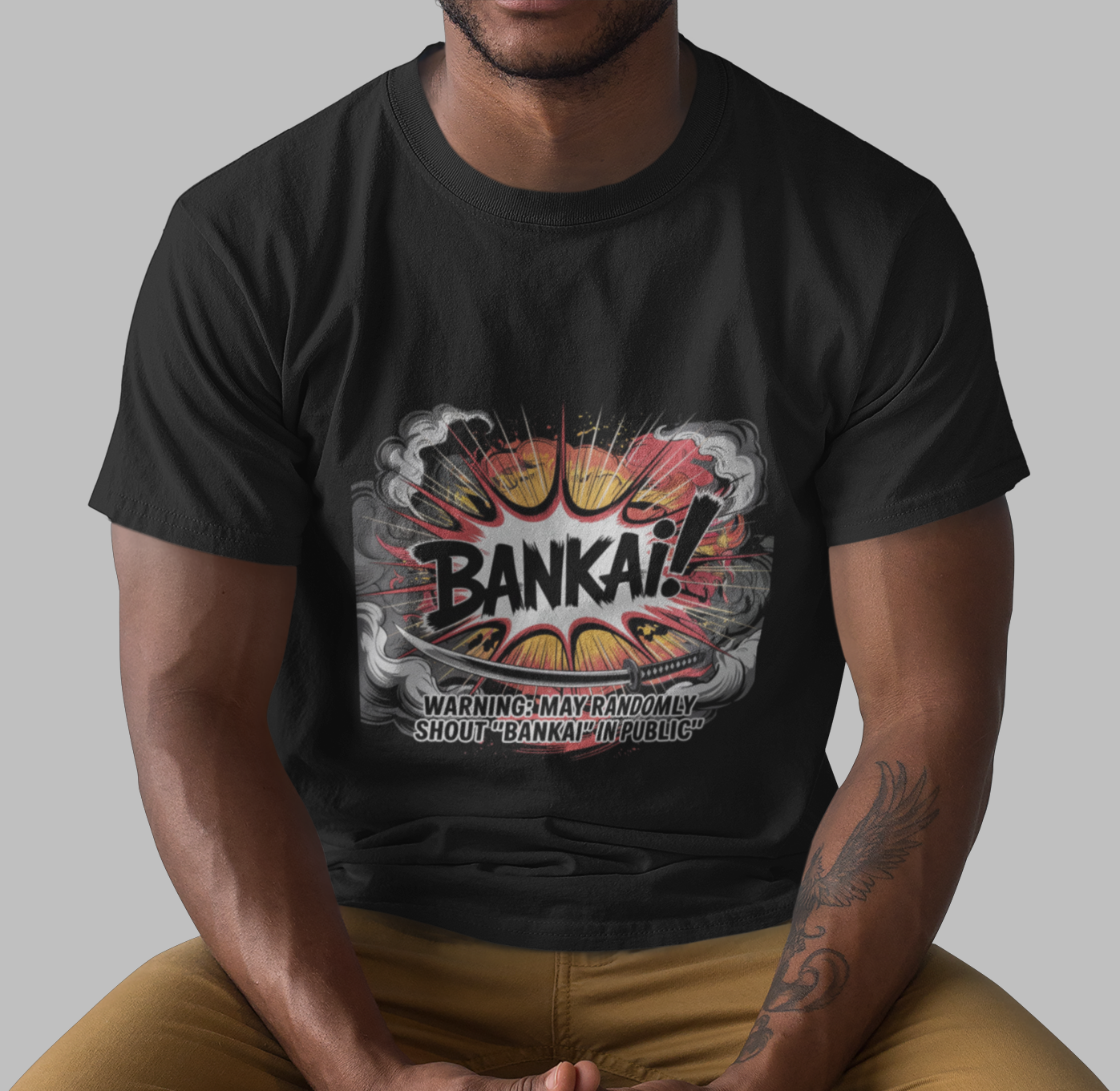 Warning May Randomly Shout Bankai In Public Unisex Supima T-shirt